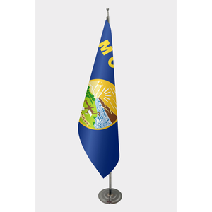 Drapeau d'intérieur officiel du Montana 3x5 pieds, personnalisable, fanion de bureau, impression numérique, mât de drapeau en aluminium, coton de soie, plastique - Product Image 1