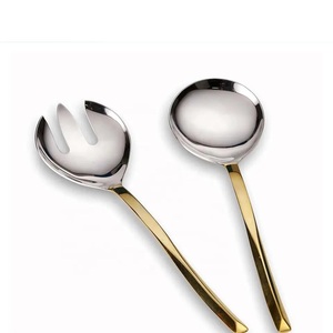 Juego de cubertería de lujo de acero inoxidable brillante, cuchara de ensalada moderna, servidor de ensaladas - Product Image 3