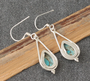 Blue <b>Copper</b> Turquoise 925 Sterling Silver Teardrop Earrings Handmade Pear Stone Earrings <b>Gift</b> <b>for</b> <b>Her</b> Factory Wholesale Jewelry - Product Image 4