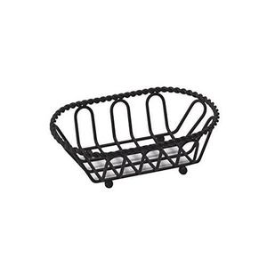 Cesta de alambre ovalada de metal con revestimiento de polvo negro, forma rectangular para uso doméstico en la cocina y los alimentos - Product Image 2