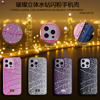 Étui de téléphone portable de luxe en TPU+PC antichoc avec diamants et paillettes en relief, sans support, pour S24/S25 Plus