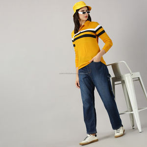 Chemise polo à manches longues rayée de style rugby pour femme Fit2Fight, chemise à col vintage personnalisée, haut ample décontracté - Product Image 4