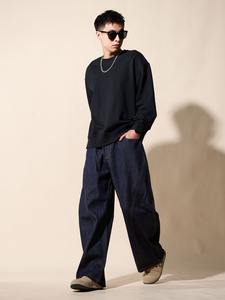 Pantalones Vaqueros de Mezclilla Rectos, Lavados, Tejidos, Transpirables, Estilo Retro Americano, para Hombre, Cintura Media, Holgados, Casuales, de Verano, al por Mayor - Product Image 5