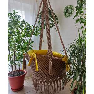 Silla Colgante de Macramé Bohemia Hecha a Mano, Elegante y Cómoda, Hamaca Colgante para Interiores y Exteriores, para Sala de Estar y Gimnasio, Relajación - Product Image 2