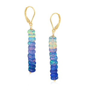 Pendientes colgantes de plata de ley 925 con cuentas de ópalo azul, joyería chapada en oro, regalo de cumpleaños de moda para fiestas de bodas de mujer - Product Image 1