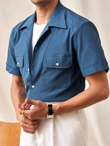 B2B Fashionable <b>Men's</b> 100% Cotton Made <b>Cuban</b> <b>Shirts</b> Trendy Cotton <b>Cuban</b> Collar <b>Shirts</b> <b>For</b> <b>Men's</b> Summer Wear - Product Image 4