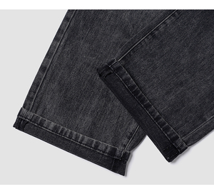 Factory Wholesale Men's Autumn Winter American Style <b>Black</b> Washed Jeans Fashionable Loose Straight Denim Button Pocket Medium - Product Image 3