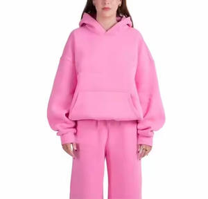 Fabricants de vêtements – Nouveau survêtement décontracté léger et oversize à capuche, coupe courte et carrée, grande taille, personnalisable et de qualité supérieure pour femmes - Product Image 1