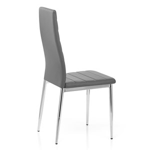 Silla de comedor de piel sintética <span class=keywords><strong>gris</strong></span> <span class=keywords><strong>oscuro</strong></span> simple y barata moderna con patas de metal cromado - Product Image 4