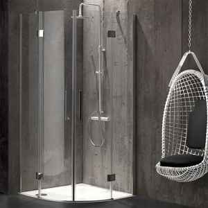 Cabine de douche ronde minimaliste 80x80mm, verre transparent 6mm, facile à installer sans cadre, ensemble de salle de bain six pièces Lion Brand - Product Image 3