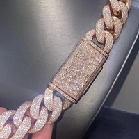 Argent Sterling 925 20mm 24 pouces VVS Moissanite Diamant Bling personnalisé Cubain Lien Chaîne Collier Glacé Hip Hop Bijoux bal parties
