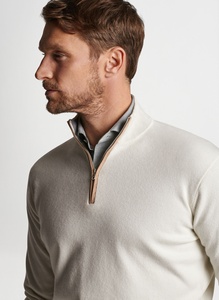 Plain Fleece 1/4 <b>Zip</b> Collar <b>Quarter</b> <b>Zip</b> Pullover <b>White</b> Golf Sweater Men Sweatshirt - Product Image 4