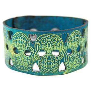 Brazalete ancho de diseñador floral de latón puro 100% hecho a mano, brazalete ajustable, Regalo para mamá - Product Image 4