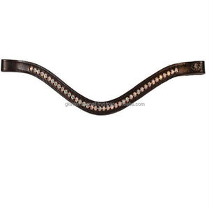 Montura de caballo de cuero con canal vacío, banda para cejas de caballo con incrustaciones de una sola fila, cristales redondos de color verde oscuro, ostentoso, venta al por mayor - Product Image 3