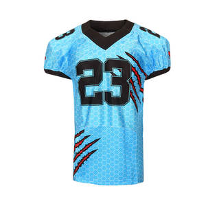 Maillots de football américain personnalisés de dernière génération, manches courtes, imprimés, respirants, de haute qualité, vêtements d'entraînement 100% polyester pour hommes - Product Image 1