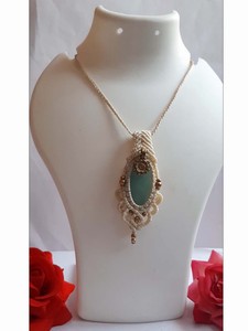 Black Onyx Macrame <b>Necklace</b> Oval Gemstone Adjustable Boho Rope Handmade <b>Statement</b> Jewelry for Women - Product Image 2