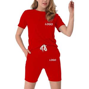 Nouvelle arrivée de service OEM de bonne qualité t-shirts et shorts ensembles deux pièces vêtements pour femmes en coton ensembles pour femmes en vente été - Product Image 5