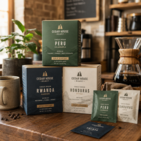 Sachets de café individuels AT PACK pour préparation à la main avec sachets imprimés et boîtes de vente au détail pour torréfacteurs de café