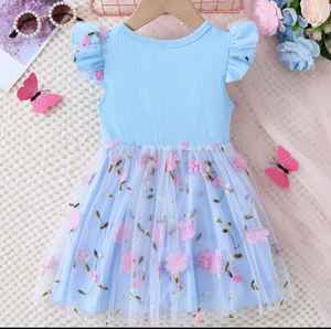 เสื้อกล้ามลายผีเสื้อสดใสสำหรับเด็กผู้หญิง2ชิ้นแขนกุดคอกลมผ้าโพลีเอสเตอร์ผสมผ้าโพลีเอสเตอร์เหมาะสำหรับงานปาร์ตี้ฤดูร้อน - Product Image 4