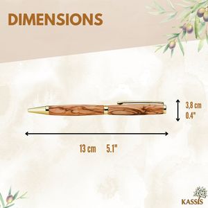 Stylo à bille en bois d'olivier fait main, encre bleue, 13 cm, pour bureau, école, cadeau d'entreprise, vente en gros de Bethléem - Product Image 3