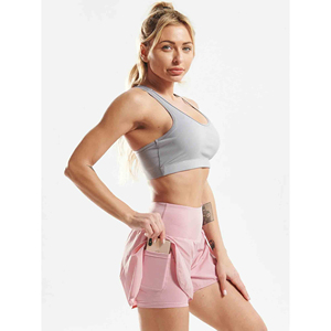 กางเกงขาสั้นโยคะผ้าสแปนเด็กซ์ผ้าไนลอนผสมผ้าสแปนเด็กซ์ความยาวด้านหลังสูงแบบไม่มีตะเข็บด้านหน้า - Product Image 5