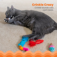 Lot de 6 jouets en peluche pour chat, adorables jouets en forme de bonbons et de glaces avec plumes et papier froissé, jouets interactifs à mordre et à mâcher