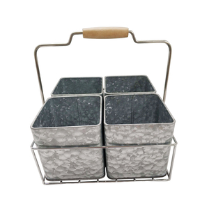 Porte-ustensiles rustique organisateur de couverts serviette avec 6 compartiments avec poignées en bois - Product Image 5