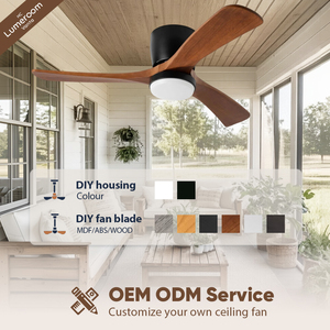 42 Inch <b>Ceiling</b> Fan with <b>Light</b> and <b>Remote</b> Solid Wood Flush Mount Low Profile Quiet DC Motor for Living Room Bedroom - Product Image 4