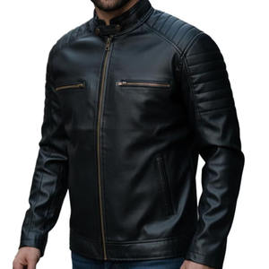 Top Selling Men's Stylish Canvas Waterproof Autumn Washed Zipper Closure High Street Motorbike <b>Racer</b> Leather <b>Jacket</b> - Product Image 1