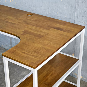 Escritorio Esquinero en Forma de L de Madera de Caucho con Estanterías Integradas 120x100cm para Oficina en Casa-CD68019 - Product Image 5