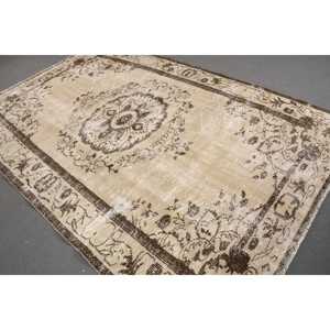 6x9.4 ft Rug, Large Vintage Rug, <b>Brown</b> Patchwork Rug - Product Image 1