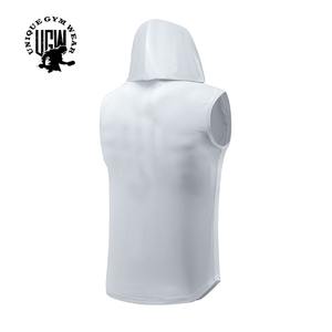 Sudadera con capucha sin mangas para hombre más vendida, ropa de entrenamiento de gimnasio personalizada, sudadera lavada con patrón sólido a la moda - Product Image 6