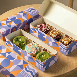 Vente en gros de boîte d'emballage biodégradable pour bouffée de dessert beignet avec logo personnalisé boîte de papier pour beignet avec anneau rempli glacé de <span class=keywords><strong>boulangerie</strong></span> - Product Image 6