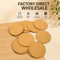 Ensemble de sous-verres ronds en liège naturel, sous-verres vierges personnalisables avec logo pour table, cadeau, vente en gros, pour enfants, direct OEM ODM
