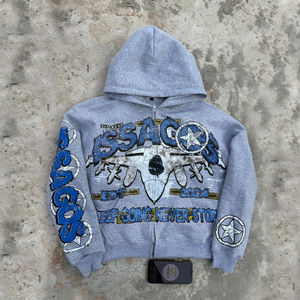 Sweat à capuche zippé pour homme de haute qualité, style streetwear, avec impression sérigraphique personnalisée, logo personnalisé, 100% coton, fabrication sur mesure - Product Image 1