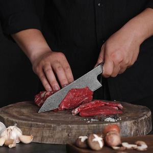 Venta al por mayor personalizado OEM ODM cubiertos de fábrica profesional japonés Damasco acero mango de madera cocina Chef cuchillo fijar hoja afilada - Product Image 4