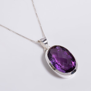 Colgante de Plata de Ley 925 a la moda para mujer con collar de cadena de caja, joyería de piedras preciosas de cuarzo limón de corte esmeralda, joyería hecha a mano - Product Image 5