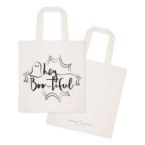 Hey BOO-tiful Halloween Cotton Canvas Tote Bag - Product Image 2