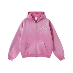 เสื้อฮู้ดดี้ผู้ชายแบบสั่งทำพิเศษ ผ้าหนา 400gsm สีพื้น ย้อมสีซีดแบบซันเฟด ลุคทำเก่า ปักลาย - Product Image 4