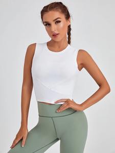 Débardeur d'entraînement d'été personnalisé sans manches recadrée femmes côtelé 100% coton débardeurs - Product Image 2