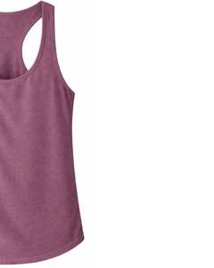 Camiseta sin mangas personalizada para mujer, color morado malva, cuello redondo, suave y elástica, informal, para entrenamiento, fitness, gimnasio, verano. - Product Image 3