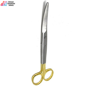 กรรไกรผ่าตัดสแตนเลสสตีลคม4.5ทรงตรงและโค้งพร้อมกรรไกรด้ามจับสีทองโดย Debonairii - Product Image 4