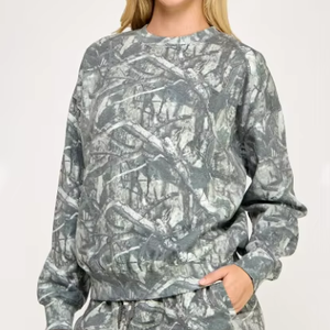 Ensembles pour femmes Ensembles courts décontractés de haute qualité pour femmes Ensemble sweat-shirt et short à col rond 2 pièces en coton personnalisé pour femmes vente en gros - Product Image 5