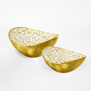 Enamel Coated <b>Steel</b> <b>Bowl</b> with White and Gold Moroccan Pattern Decorative Snack Dessert <b>Bowls</b> Luxury Tableware for Parties - Product Image 5