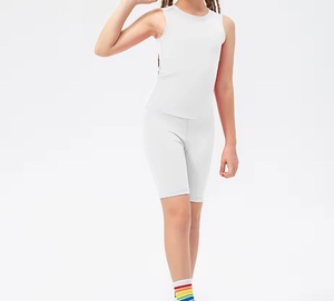 Custom Logo Workout Gym Sport Children Running Dance Nylon Spandex Quick Dry Round Neck <b>Kid</b> Girls Yoga Wear Compression Tank Top - Product Image 6