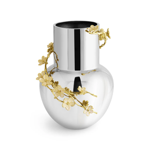 Jarrón de metal moderno con hojas de ginkgo de latón antiguo y soporte de rama de árbol florero de mesa de acero - Product Image 2