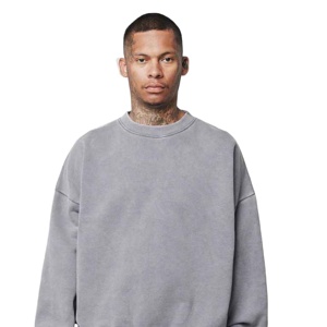 Sweat-shirt ras du cou en éponge surdimensionné Designer Fashion Basicscotton Blended Embroidered Solid Color Knitted Sweater for Autumn - Product Image 1