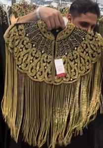 เสื้อคลุมเบอร์เลสก์ประดับลูกปัดและเลื่อม ทรงตรงยาวกรอมพื้น พร้อมสายคล้องแบบห้อยและคอวี สำหรับงานปาร์ตี้คลับสุดหรู - Product Image 4