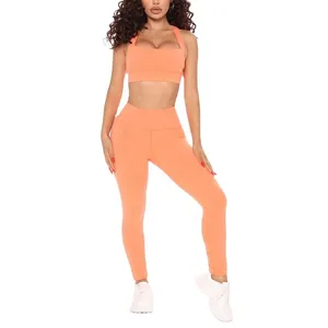 Custom Made 2022 High Quality Woman Yoga Suit Sets / Factory Direct Supplier Low Price Women peach color sexy lady yoga suits