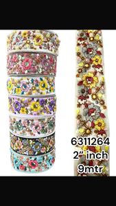 Custom Hand Made Multi Colored Multi Colored Floral Laces for Hat Designers and Children Clothing With Sequin <b>Fabric</b> - Product Image 3